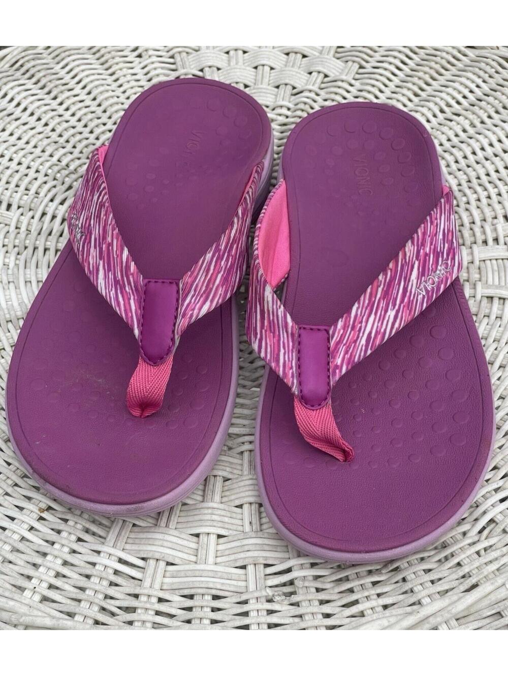 Vionic Serene Kapel Flip Flop Sandals SZ 9 Fuscia & Pink Arch Support